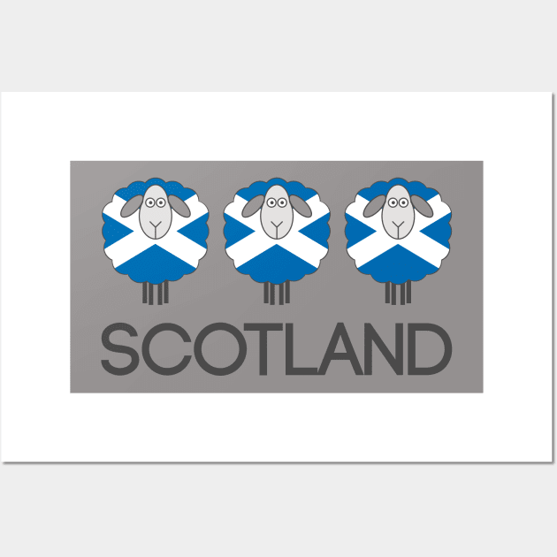 Trio of Scottish Saltire Flag Patterned Sheep Wall Art by MacPean